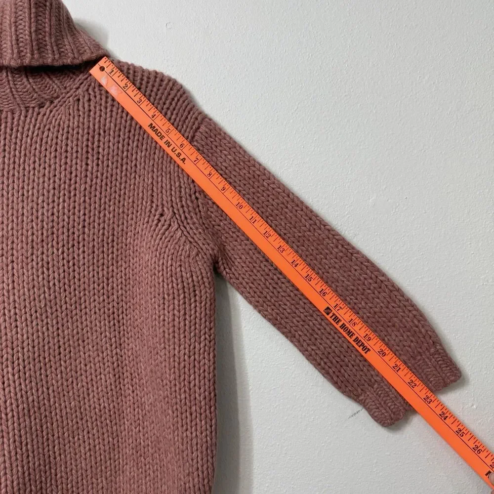 J Crew Women’s Pink Lambswool Angora Blend Turtleneck Boxy Chunky Cable Knit M